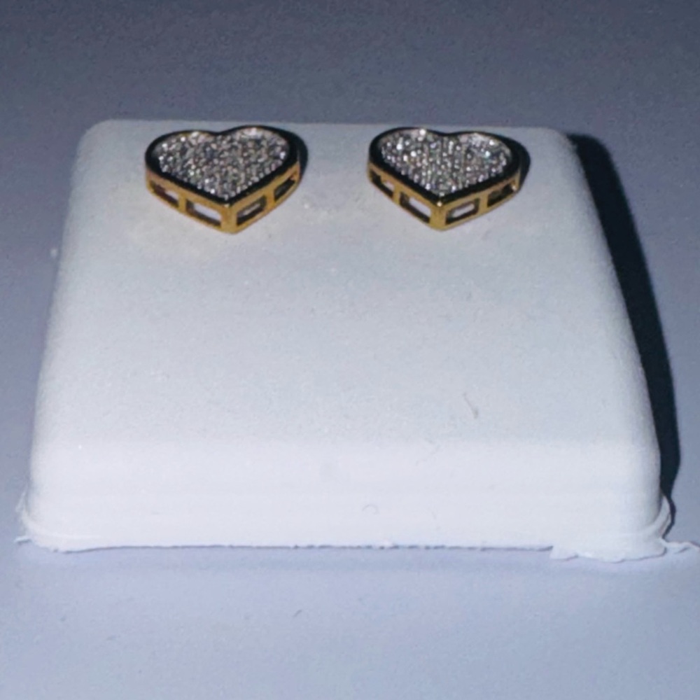Real Diamond Heart Screw Back Earrings,  100% natural diamonds, Gift for Her WOW - Picture 5 of 6